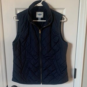 Old Navy Women’s Quilted Vest Navy Blue Medium